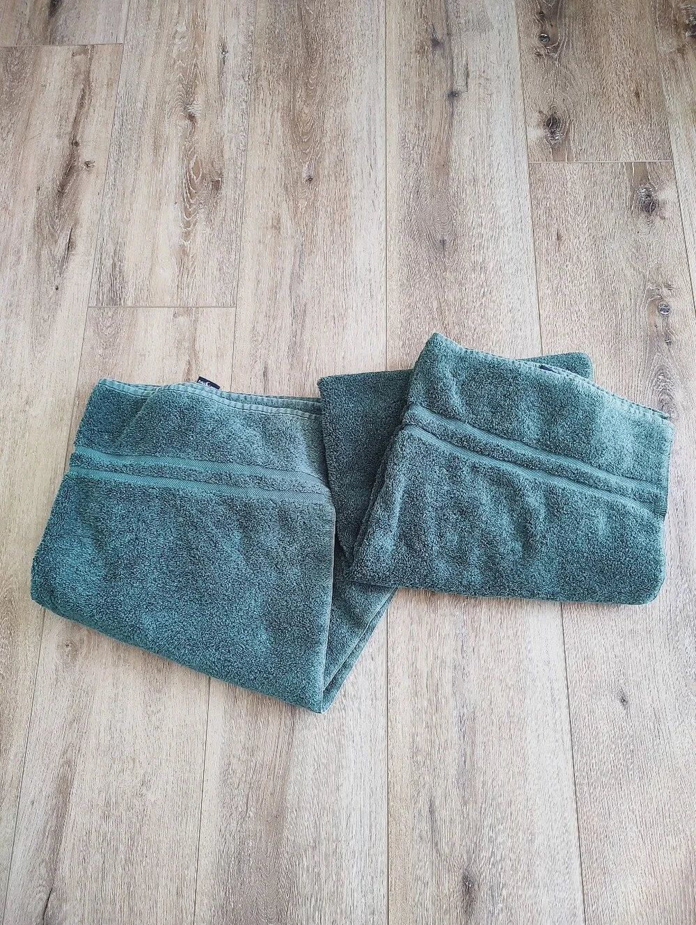 Ralph Lauren Cotton Vintage Large Bath Towels Set Of Two Green USA